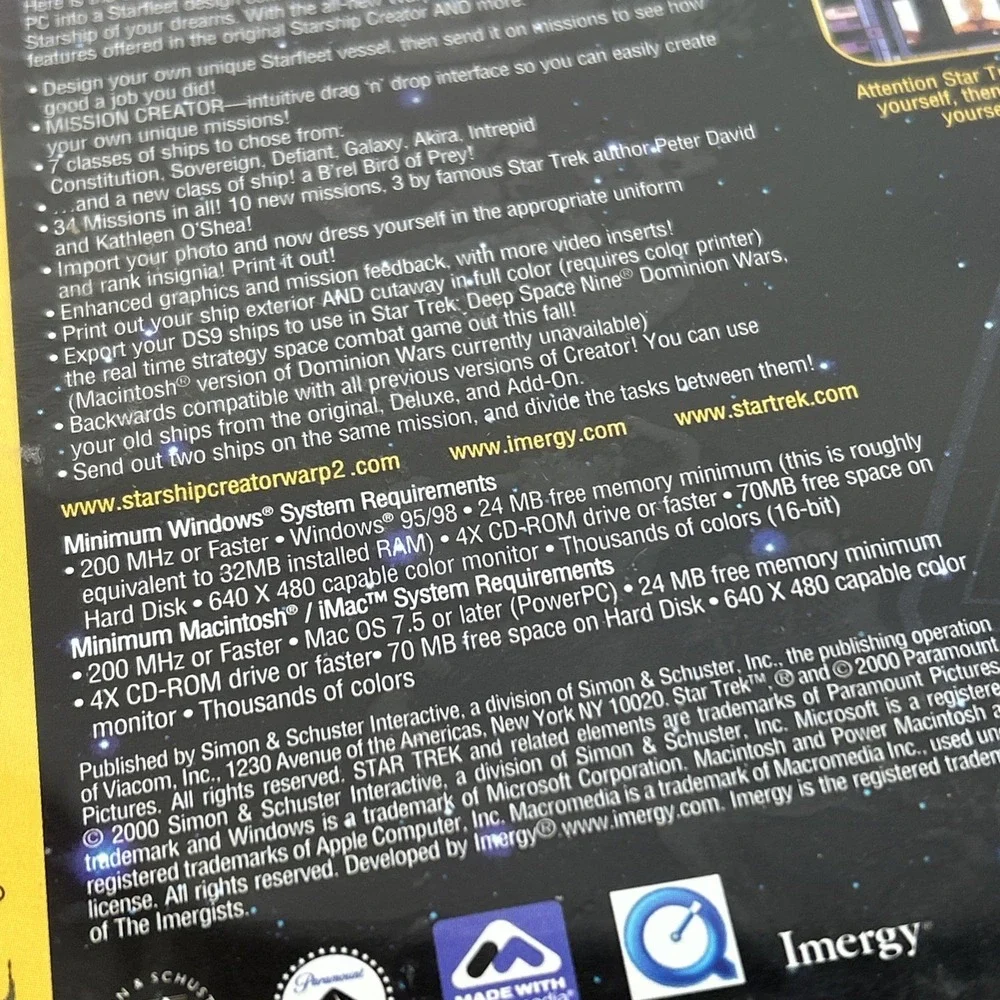 Star Trek: Starship Creator Warp II PC Game (Windows/Mac, 2000)‎ Warp 2
